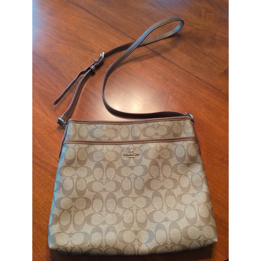 Coach Brown/Tan Crossbody Bag Zipper bag with adjustable strap and Inner Pockets